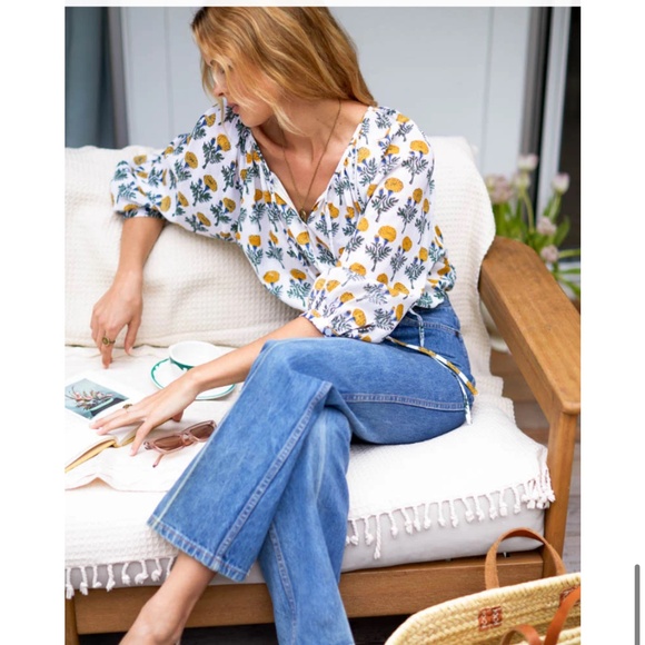 Emerson Fry LUCY BLOUSE BIG MARIGOLDS WHITE ORGANIC India collection Size M - Picture 6 of 15